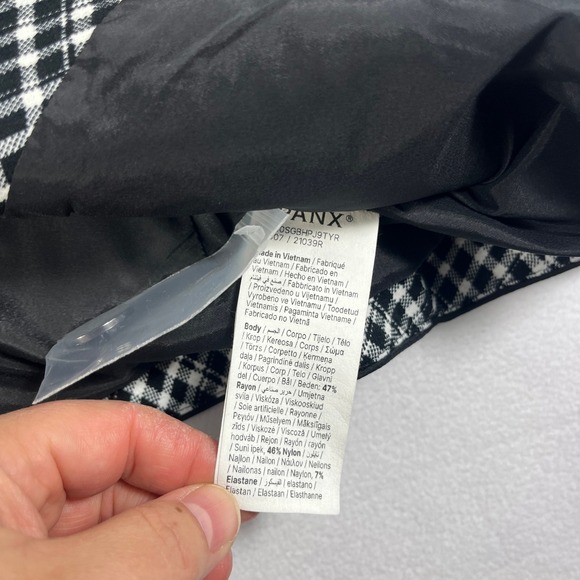 SPANX Ponte Lady Jacket Black White Gingham Check Blazer Button Front Size L - Picture 7 of 7